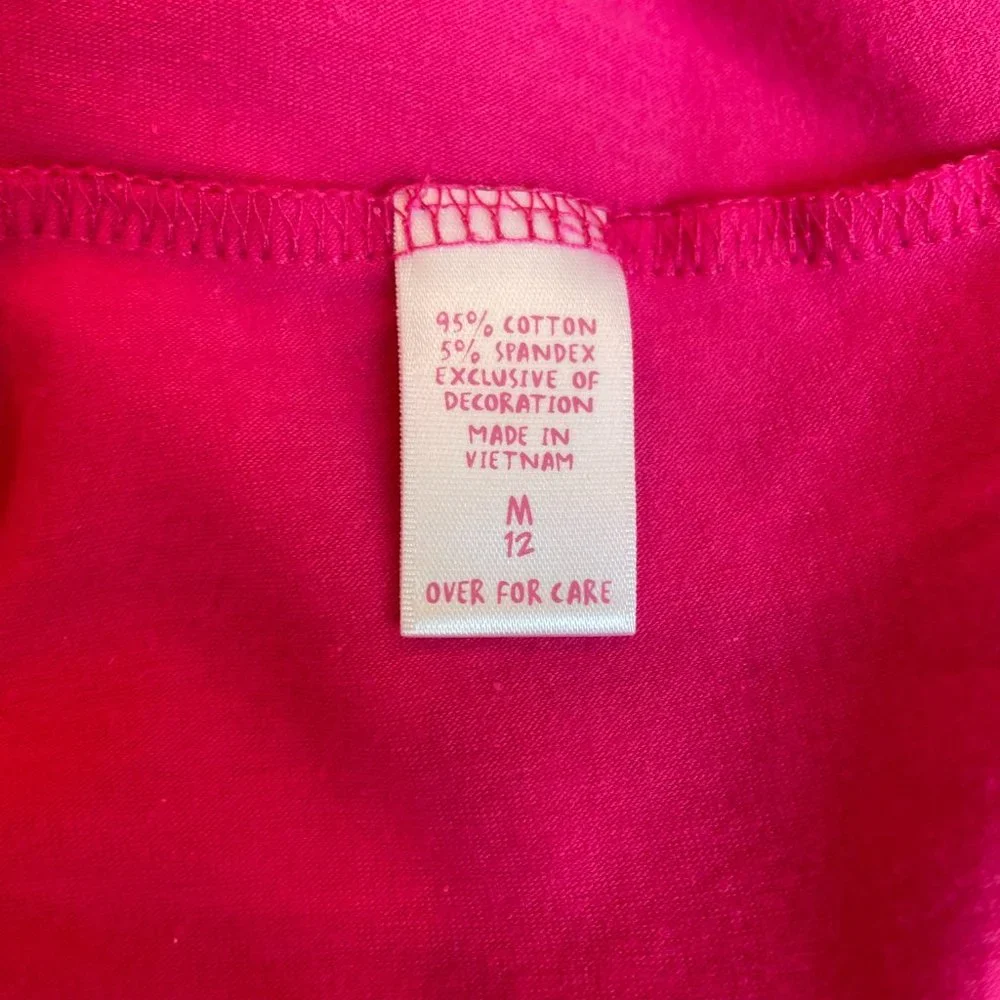 Justice Girls Pink Short Sleeve Dress Tiered Layers Tie Back Bow Size 12 M